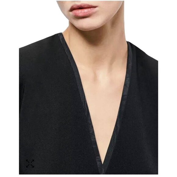 THE KOOPLES Short Black Crossover Long Sleeve Dress S Preppy Cocktail Career - Picture 3 of 10